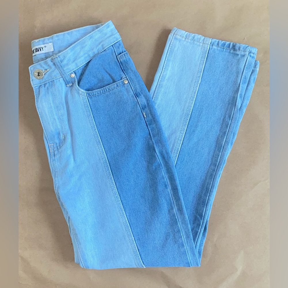 Blue Savvy Denim Two Tone Jeans Size 3